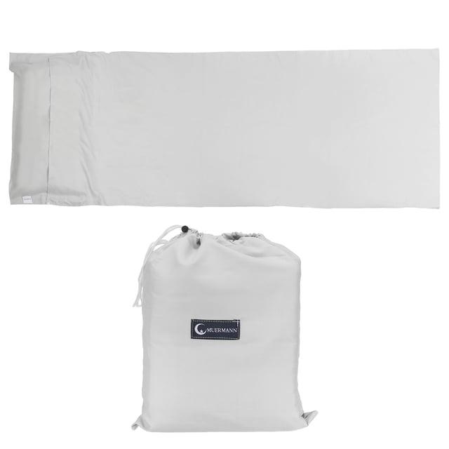 Saco de dormir forrado de 31x82" suave y ligero, hoja de camping con bolsa de transporte, blanco