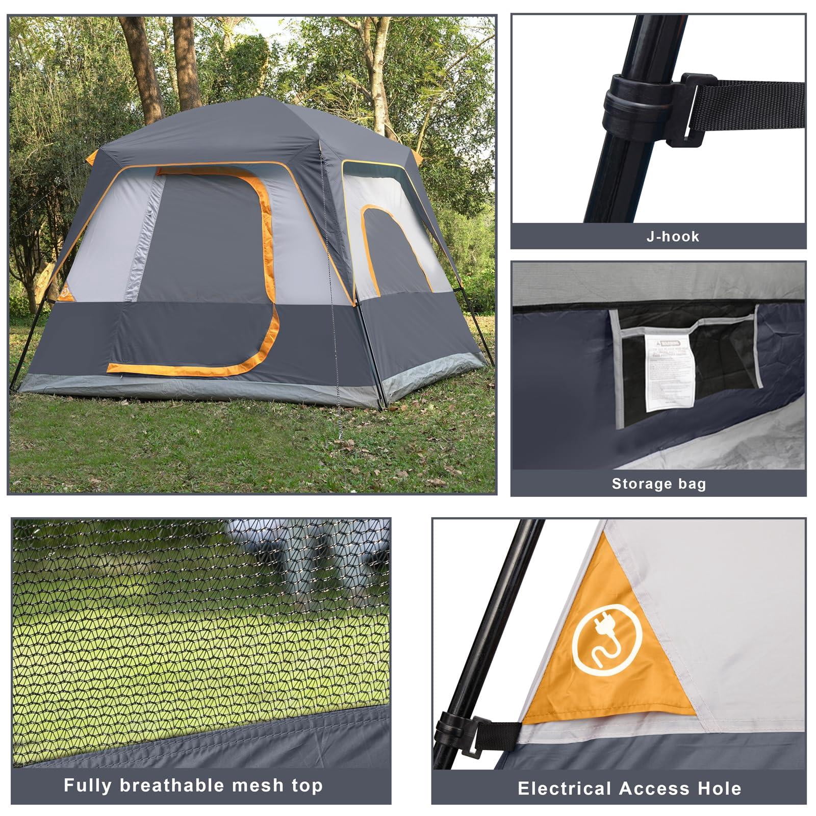 2/4/6/8 Person Tent  Portable Cabin Camping 4-person Easy Set Up Waterproof With Top Rainfly For Outdoor Camping/hiking
