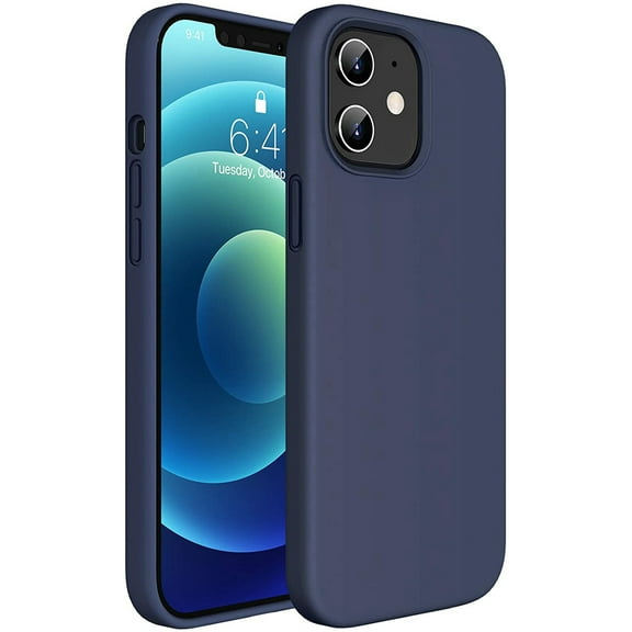 Dteck iPhone 12 Case, iPhone 12 Pro Case, Ultra Slim Fit iPhone Case Liquid Silicone Gel Cover Anti-Scratch Shockproof Case Compatible with iPhone 12 / iPhone 12 Pro 6.1", Midnight Blue