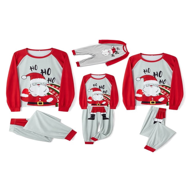 Pyjamas de Noël Assortis pour Famille Ensemble Pyjama Imprimé Père Noël Vêtements de Nuit pour Couples Enfants Bébé