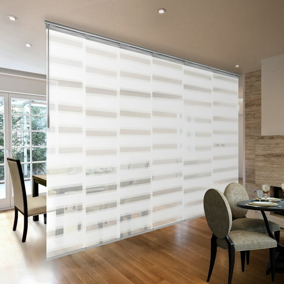Domovina 6 Panel Track Vertical Blinds, Adjustable 70-130"W x 91.4"H - Kindal