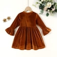 thumbnail image 2 of Happy Town Toddler Girls Fall Winter A‑Line Long Sleeve Dress Bow Ruffle Cuffs Party Dress for Little Kids, 2 of 7