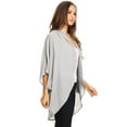 thumbnail image 2 of Women's Solid Casual Chiffon loose Kimono Sleeve Open Front Cardigan Capes, 2 of 4