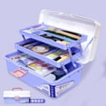 thumbnail image 2 of Thickened Storage Box Art Student Storage Box Thickened Large 3 Layer Home Organizing Plastic Storage Case 551 Small Size White Blue, 2 of 8