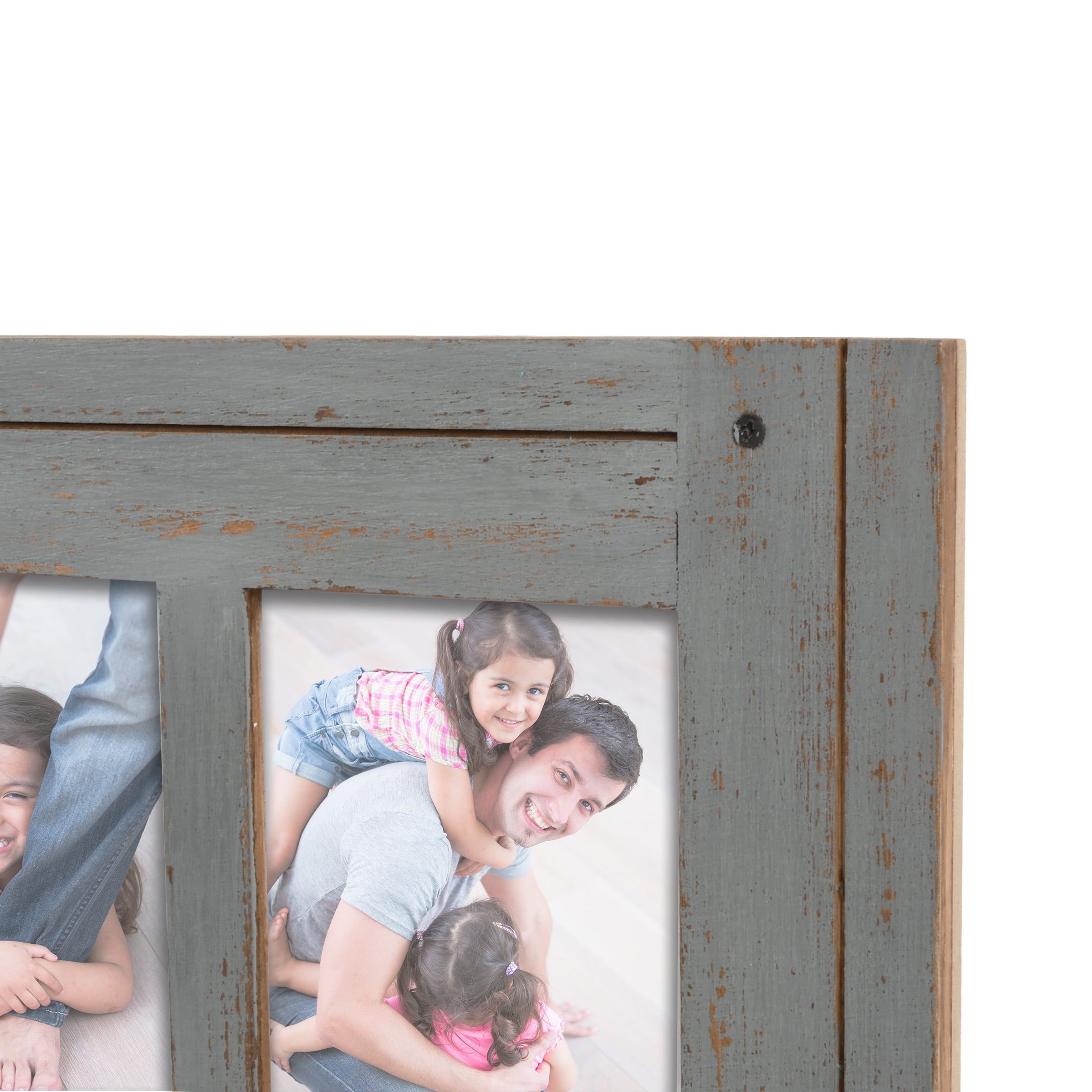 Prinz Homestead 3-Opening Collage Picture Frame 4x6 Photos, Gray, Tabletop or Wall Display
