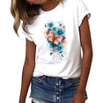 thumbnail image 5 of Otvok Summer Tops for Women Butterfly Floral Graphic Tees Short Sleeve Round Neck Soft Breathable Casual Vacation Outfits, 5 of 6