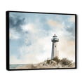 thumbnail image 2 of Designart "Lighthouse Panorama In Minimalist Style" Beach Light House Floater Framed Wall Decor, 2 of 5