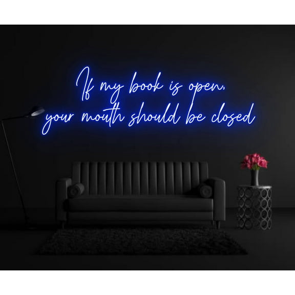 Glowneon If My Book Is Open Neon Sign, Library Working Space Decor