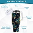 thumbnail image 2 of Yayeee 40oz Stainless Steel Tumbler with Straw and Handle Double-Wall Insulated Travel Water Bottle, Gold Peacock Pattern, 2 of 8