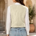 thumbnail image 5 of QIYAGBSA V Neck Button Up Vests for Women Sleeveless Fitted Waistcoat Layering Tops with Welt Pockets for Office Work Dressy Casual Fall, 5 of 9