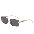 thumbnail image 2 of Gafas De Sol Rectangulares Sin Montura Retro Guepardo Decoración Transparente Océano Lente Para Hombres UV400, 2 of 4
