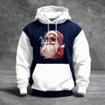 thumbnail image 2 of Men Hooded Sweatshirt Long Sleeve Pullover Santa Claus Graphic Print Casual Loose Fit Kangaroo Pocket Drawstring Design White XL, 2 of 5