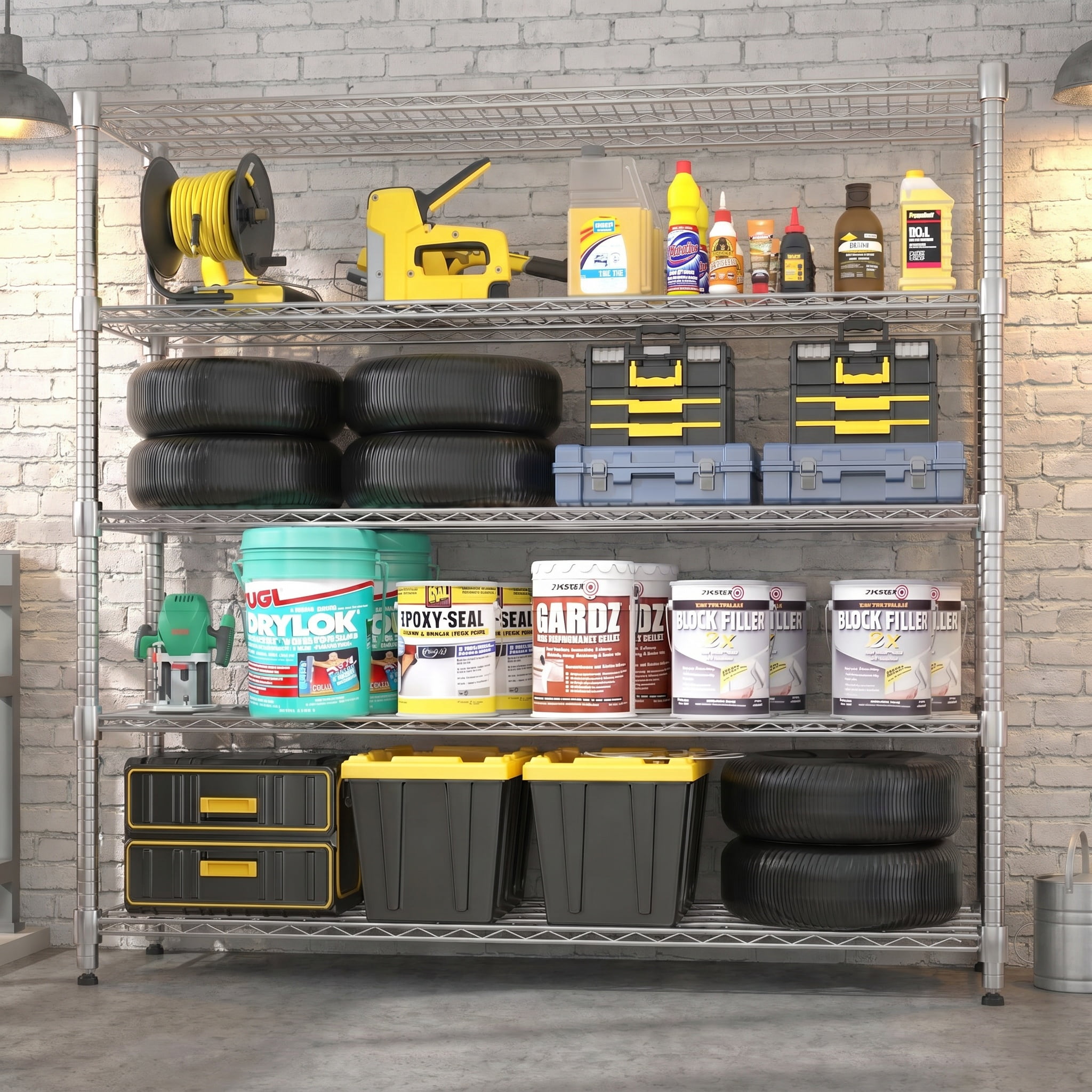 Legooin 5-Tier Garage Shelving Unit on Wheels 60"W x 18"D x 82"H Industrial Storage Rack Heavy Duty Wire Shelves, Silver