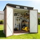 thumbnail image 1 of Cobertizo de Almacenamiento Exterior Metálico 6x4 FT, con Puertas Dobles con Cerradura y 2 Ventanas de Ventilación Blancas para Herramientas de Jardín, Patio y Trasero, Caqui, 1 of 8