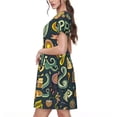 thumbnail image 2 of Balery Colorful Hippie Vestidos sueltos de manga corta para mujer, vestidos de verano 2025, vestidos casuales de corte A con vuelo., 2 of 6