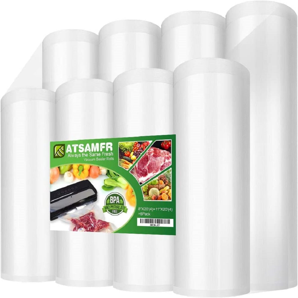 ATSAMFR 8 Pack 8"x20'(4Rolls) and 11"x20' (4Rolls) Vacuum Sealer Rolls