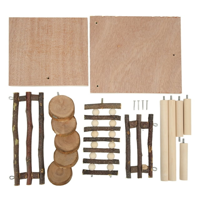 Small Pet Wooden Platform, Hamster Wooden Playground 2 Layer For Syrian Hamster