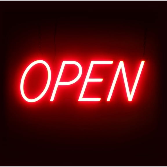 Open Signs for Business. Small, Affordable, and Extra Bright LED Open Sign with Remote Control, Red, 20 inches