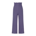 thumbnail image 2 of VISgogo Pantalones de Pierna Ancha con Volantes para Mujer, Pantalones de Color Sólido de Cintura Alta Sueltos Casuales de Verano VISgogo  moda, 2 of 4