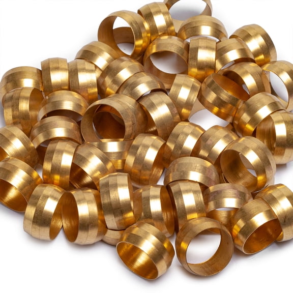 LTWFITTING 3/4" Brass Compression Sleeves Ferrels,Brass Compression Fitting(Pack of 50)