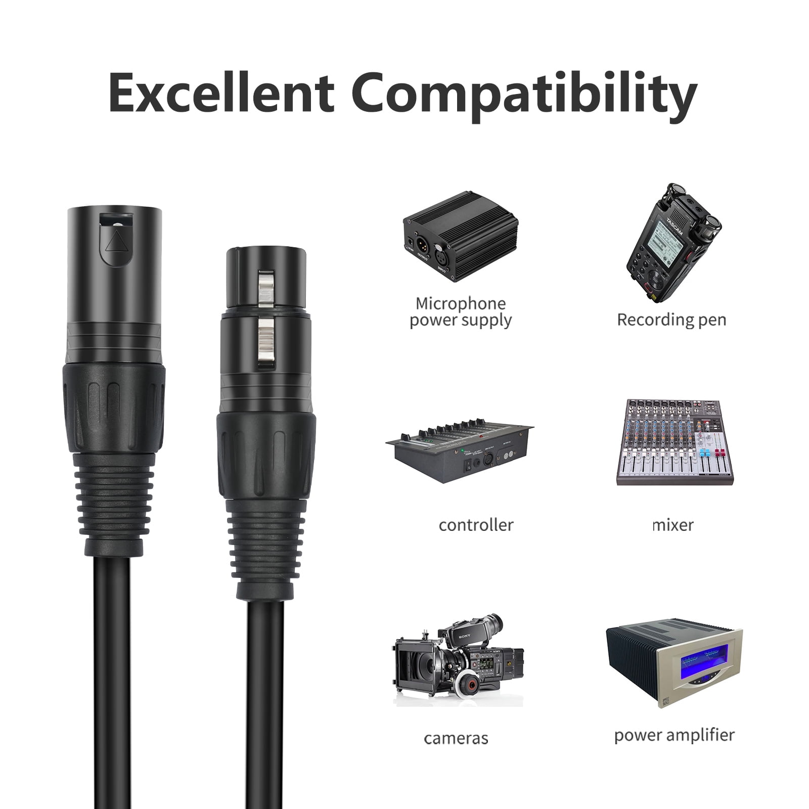 3Pin Male to Double 3Pin Female Music Signals Patches Adapters Cable for Amplifiers Sound Consoles Guitar