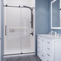 Madam Series 48 in. x 76 in. Frameless Sliding Shower Door in Gunmetal