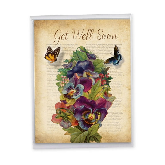 1 Big Get Well Card with Envelope (8.5 x 11 Inch) - Fluttering Words J6477BGWG