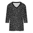 thumbnail image 4 of ALLLIST Black Women's Tops Graphic V-Neck 3/4 Sleeve Casual T-Shirts Loose Pullover Women Blouses Dressy Casual, 4 of 4