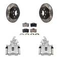 thumbnail image 1 of Transit Auto Rear Disc Brake Coated Caliper Drilled Slotted Rotors and Semi-Metallic Pads Kit for Car Volkswagen Jetta Beetle Audi A3 with 253mm Diameter Rotor KCD-100441P, 1 of 11