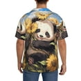 thumbnail image 3 of Yiaed Clear Sky Cute Sunflower Panda Print Mens Casual Wrinkle Free Shirts Short Sleeve Button Down Summer Stretch Dress Shirt-Large, 3 of 5