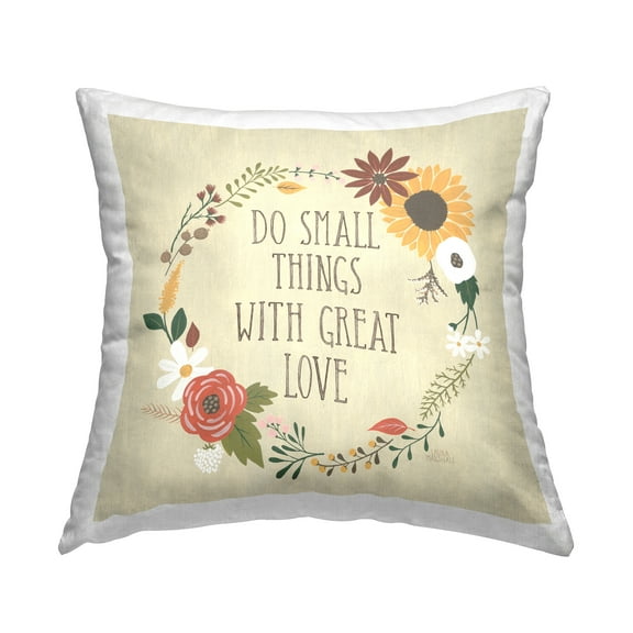 Stupell Industries Heartwarming Great Love Quote Floral Border Design by Laura Marshall Throw Pillow