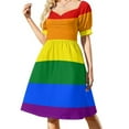 thumbnail image 2 of LGBT Casual Dress Pride Flag Stripe Stylish Dresses Elegant Dress Female V Neck Oversized Clothes, 2 of 7