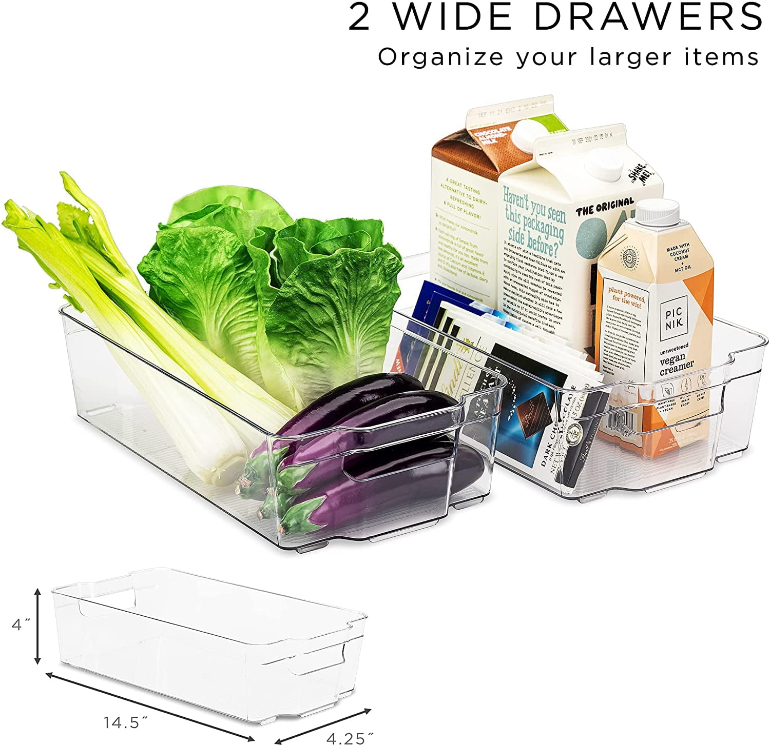 6 Pack Refrigerator Organizer Bins - Fridge Organizers and Storage