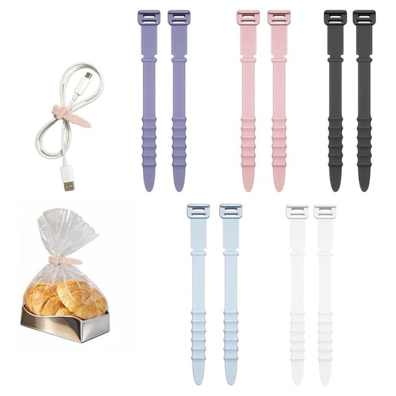 6Pcs Silicone Cable Organizer, Reusable Cord Wraps for Data Cables, Adjustable Cable Ties for Electronics, Computer, Home Desk, Travel Cord Management Ciozy