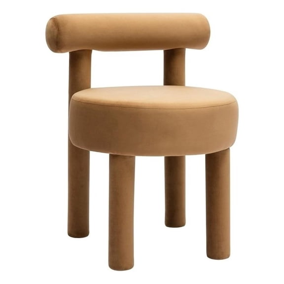 Pemberly Row 19.5" Upholstered Modern Velvet Dining Chair in Brown