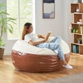 thumbnail image 3 of Noble House Brenizer Fabric and Faux Leather 5 Foot Two Toned Bean Bag, Light Gray and Coffee Brown, 3 of 9