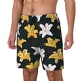 thumbnail image 2 of Uemuo Lilies Flowers Pattern Mens Swim Trunks Quick Dry Board Shorts with Mesh Lining, Stretch Beach Shorts Quick Dry No-Chafing Board Shorts-Small, 2 of 9