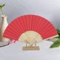 thumbnail image 4 of Unique Bargains 1 Pc Portable DIY 7-Inch Blank Folding Fan for Masquerade Bamboom Paper Bright Red, 4 of 5