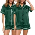 thumbnail image 2 of Women's Pajama Sets Short Sleeve Sleepwear Loungewear Satin Pyjamas 4 Piece Pyjamas And Shorts Set Sets Leisure Suit Plus Size Womens Clothing, 2 of 4