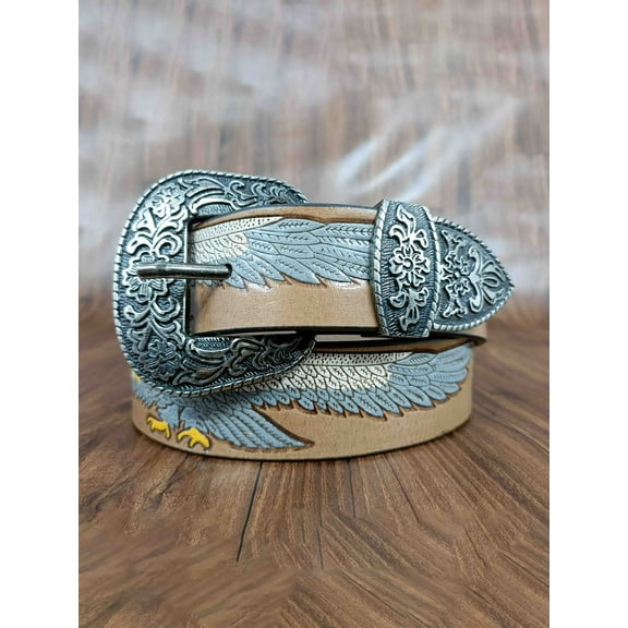 Eagle Wing Design Tooled Western Belt