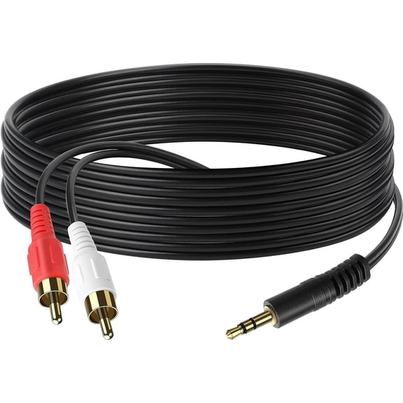 mistyhony 3.5mm Stereo Male to 2RCA Male (Right and Left) RCA Audio Cable (10 Feet)