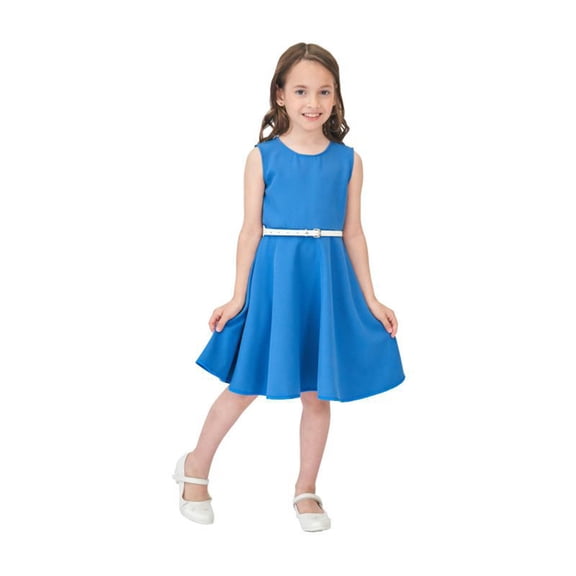 Dresses for Girls Spring Summer Print Ruffle Sleeveless Belt Princess Kids Clothes