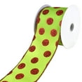 thumbnail image 1 of Christmas Polka Dots Wired Ribbon, 2-1/2-Inch, 10-Yard - Lime Green/Red, 1 of 1
