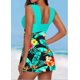 thumbnail image 2 of Traje de baño de 2 piezas para mujer, pantalones cortos con cinturón para el vientre, cuello en V, camiseta sin mangas, conjunto de traje de baño 2XL ER, 2 of 3
