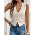 thumbnail image 5 of Women'S Sleeveless Knit Vest Top Business Casual Button Up Work Blazer Vests Waistcoat L, 5 of 9