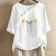 thumbnail image 2 of Blusas de Manga Corta para las Mujeres Impresas Cuello Redondo Camiseta Casual, Blusa de Algodón de Imitación para las Mujeres, 2 of 4