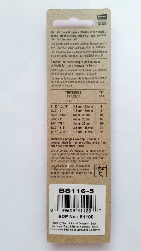 PRIME - 4" Jig Saw Blades, 6Tpi, T-Shank, Bs116-5, 20 Blades