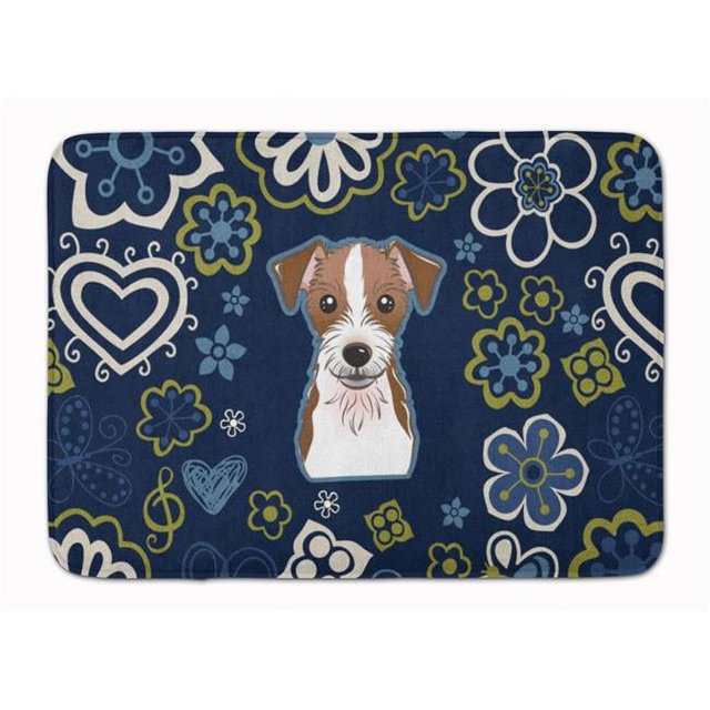 Carolines Treasures BB5053RUG Blue Flowers Jack Russell Terrier Machine Washable Memory Foam Mat