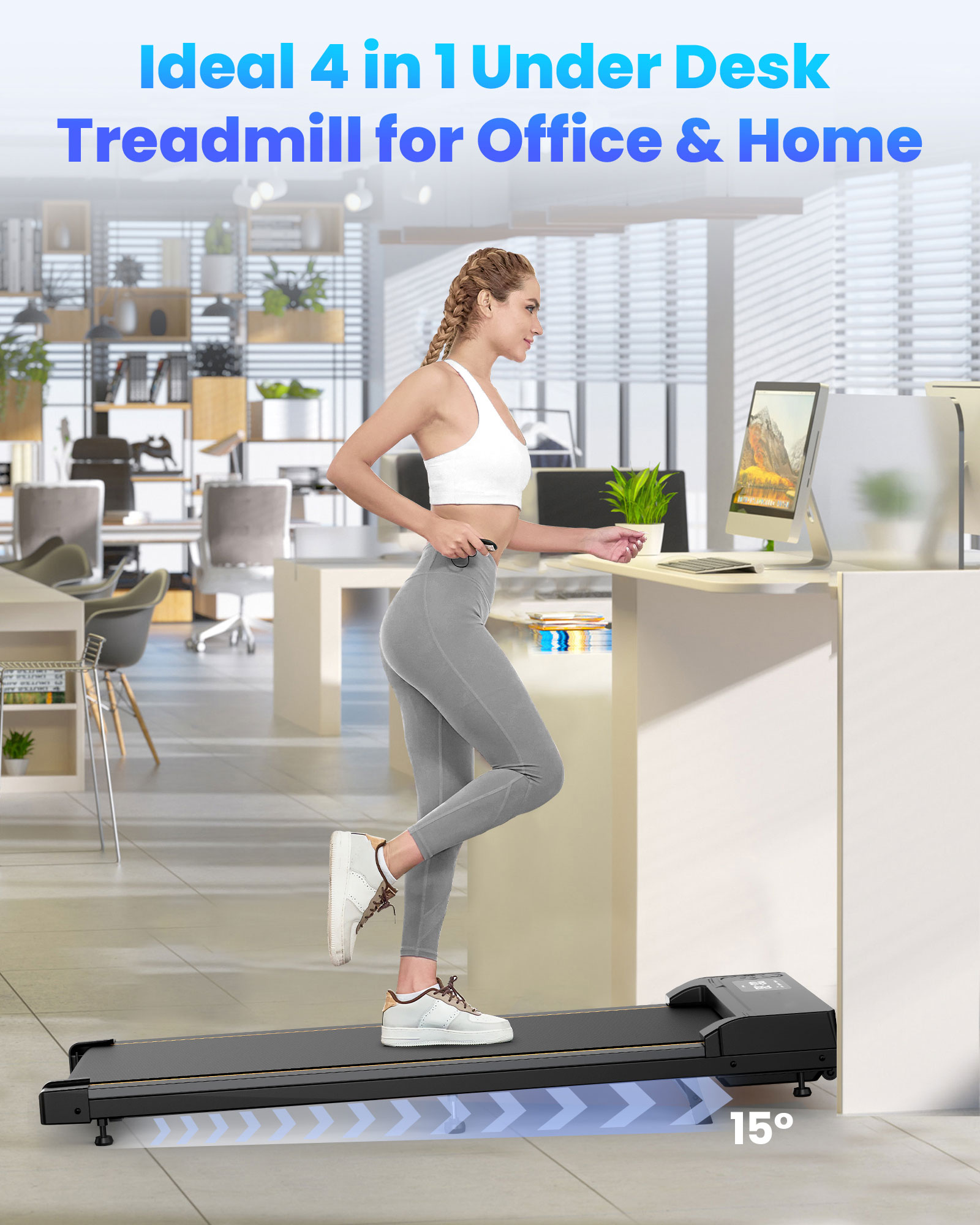 Patbrela 15° Incline Walking Pad with LED Display photo 5