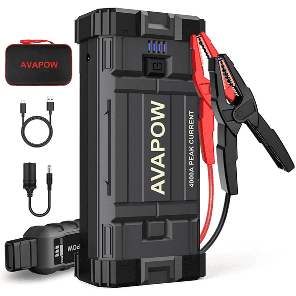 AVAPOW Car Jump Starter, 4000A Peak 27800mAh Battery Jump Starter (for All Gas or up to 10L Diesel), Battery Booster Power Pack, 12V Auto Jump Box w/LED Light, USB Quick Charge 3.0